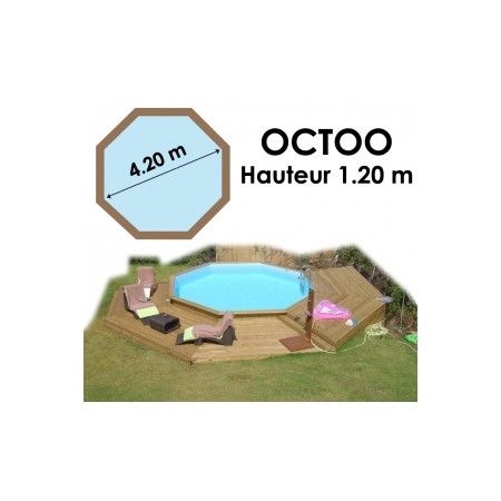 OCTOO 4,20m x 1,20m Margelles en pin du Nord rouge