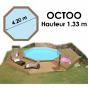 OCTOO 4,20m x 1,33m Margelles en pin du Nord rouge